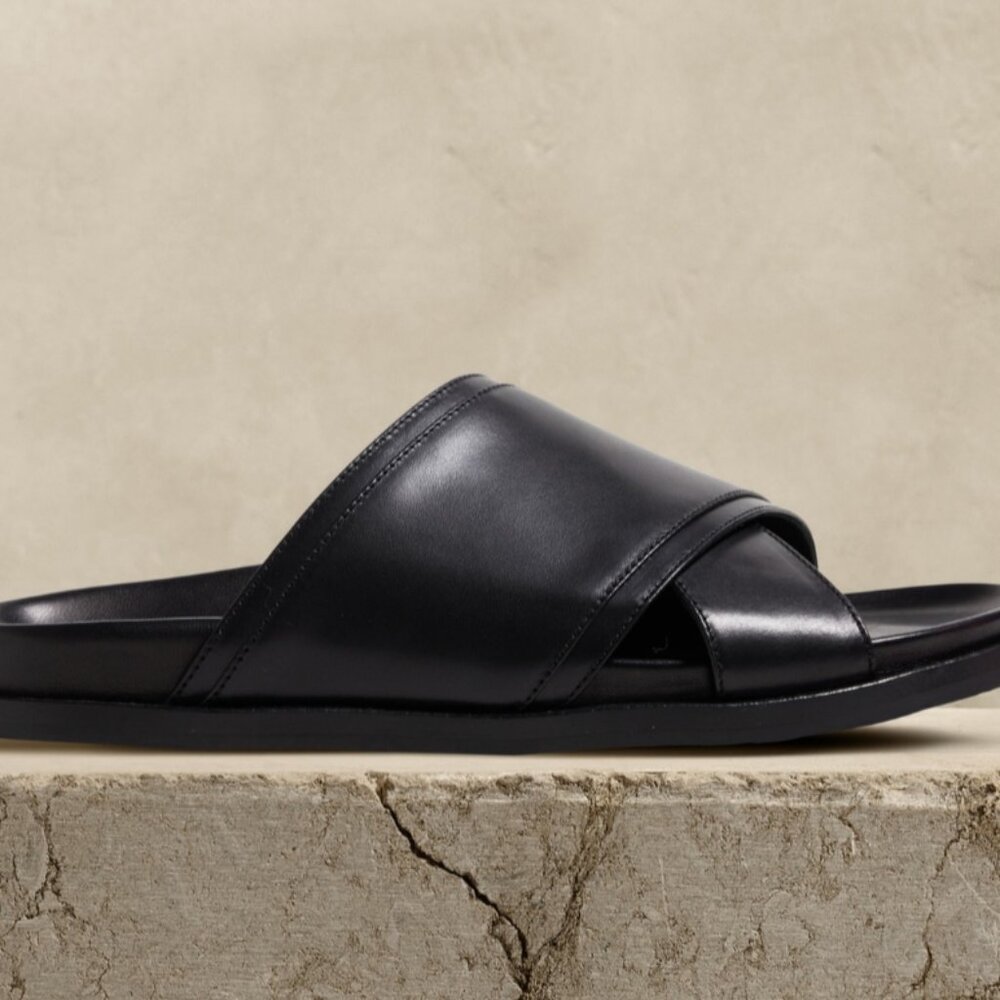 Banana Republic Ravello Leather Slides NWT  | Black Sandals | size 10